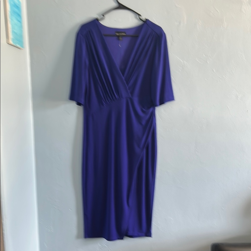 Purple Ruched Wrap Sheath Dress